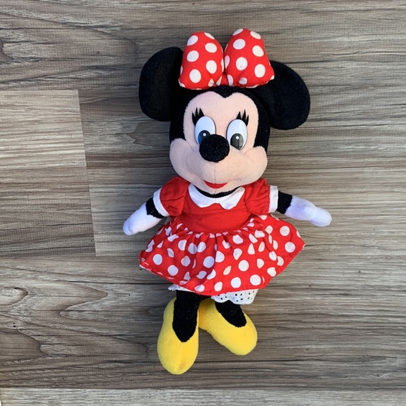 Minnie Mouse Plush Doll Disney World Disney's polka dot dress red